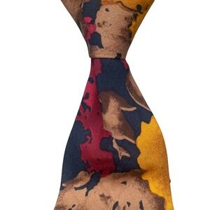 VTG‎ Gianno Tie Abstract Mens Italian Import Gold Floral Italy Excellent